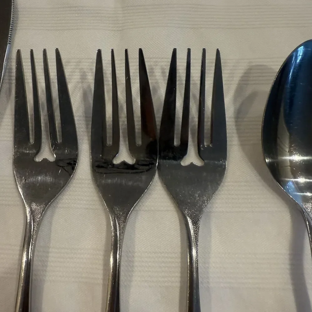 Ekco Eterna Rose Cotillion Stainless Flatware Knife Fork Spoon 13 Pc Vintage